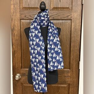 Seasalt Cornwall Millie Nautical Sailboat Print Navy Blue Scarf